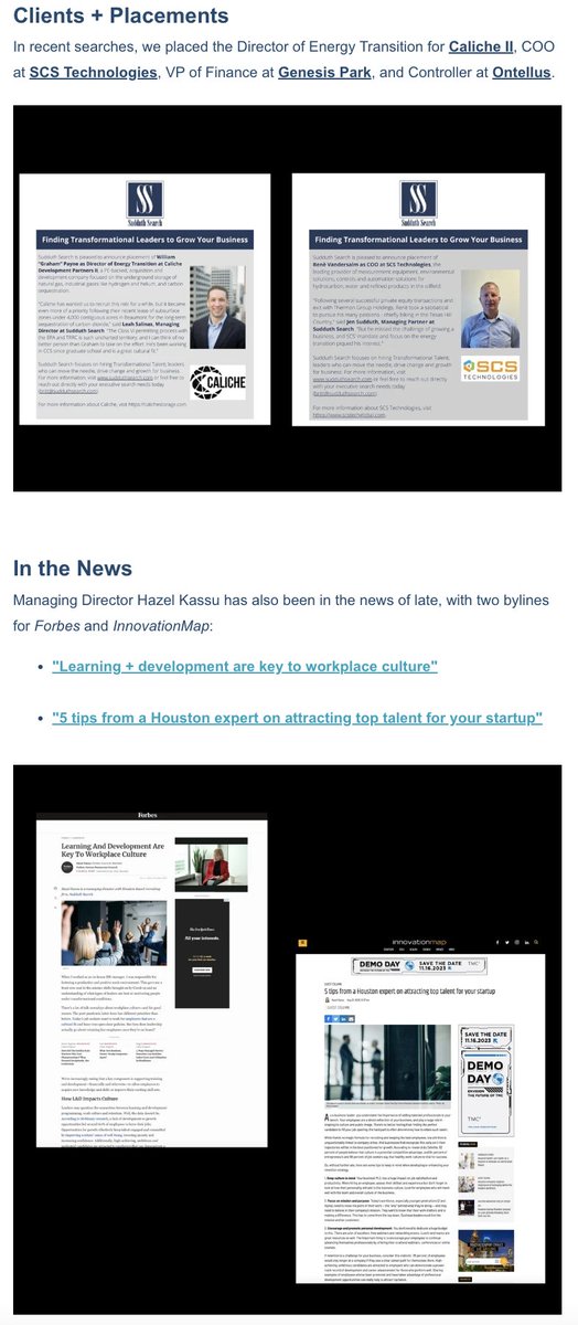 jsud's tweet photo. Are you signed up to receive Sudduth Search's bi-monthly newsletter? If not, see here for a preview--incl. a list of recent placements + current searches--and we hope you'll join our our amazing business community via the link below! https://t.co/NkuPHJA9cx https://t.co/qgs2xowOEJ