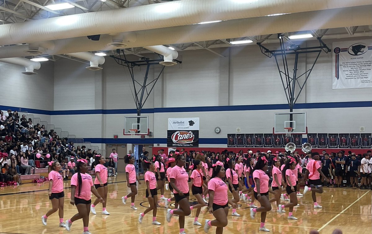 PINK OUT! 🌸💕 #fightbreastcancer #peprally @CySpringsHS