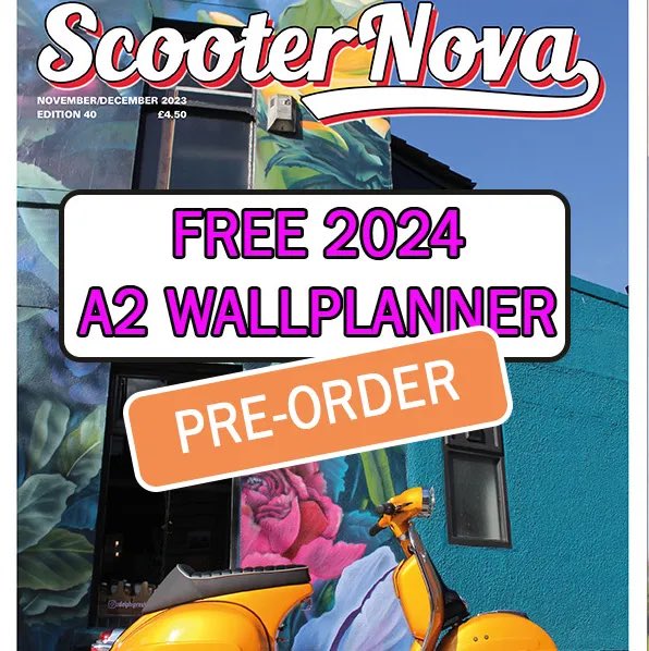 ScooterNova's tweet photo. Pre-order the new ScooterNova Magazine today & get a FREE 2024 wall-planner with edition 40! They are a large A2 size with space to write rally dates etc each day - use this link to pre-order today: https://t.co/00GOFHXnQQ
#wallplanner #calendar #Vespa #lambretta #scootermagazine https://t.co/6DICNwmA3K