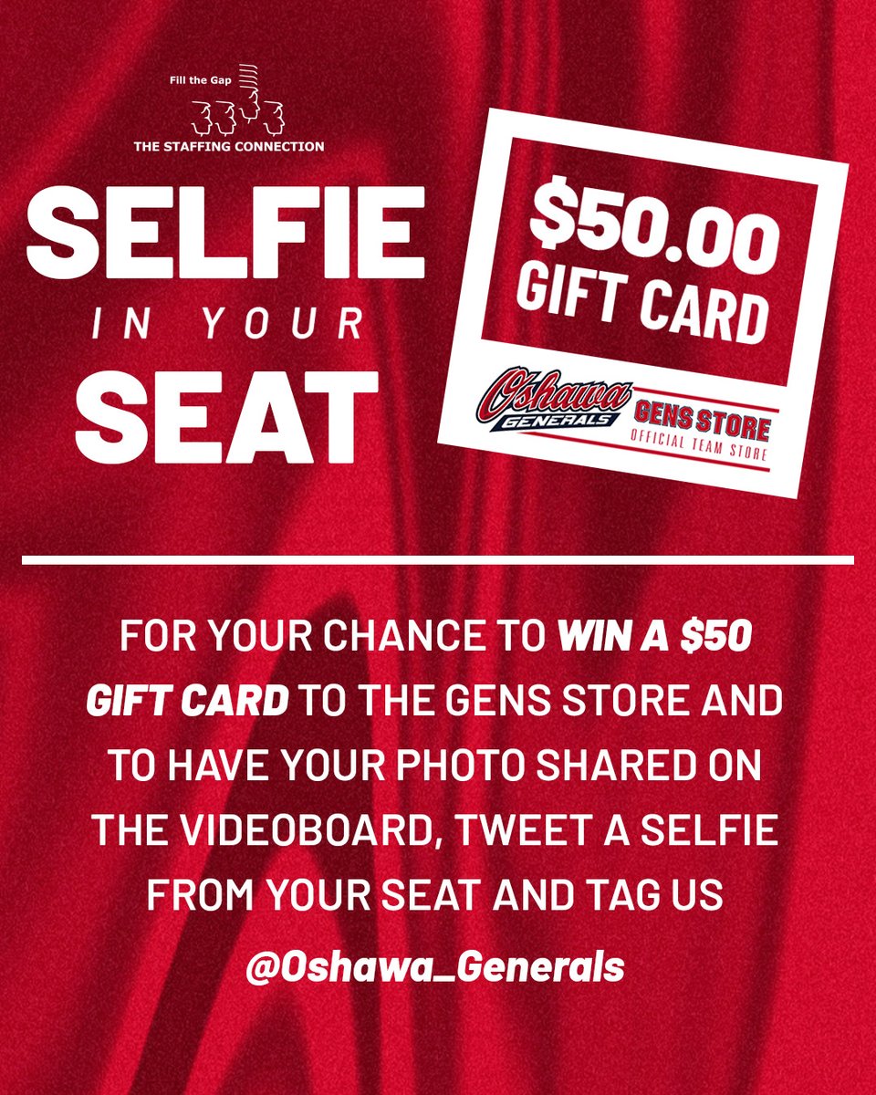 SAY CHEESE😀

Send us a selfie from your seat at tonight's game, with your seat location, to enter for a chance to win a $50 gift card to the Gens Store!

#OSHvsMISS | <a href="/filling_the_gap/">Staffing Connection</a>
