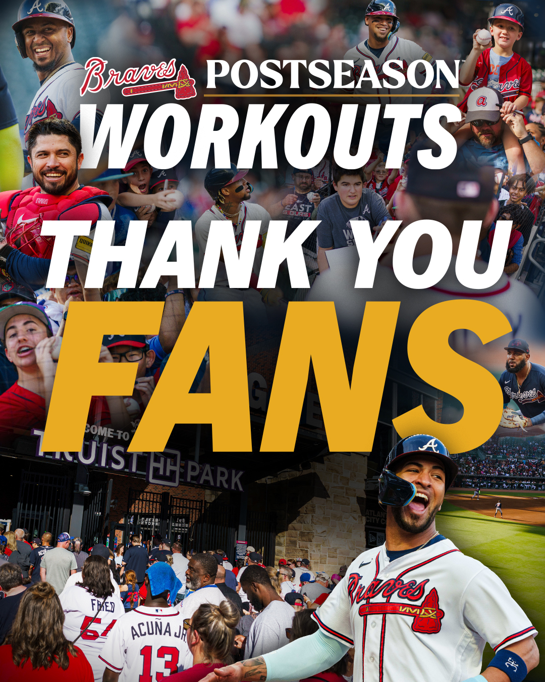 Atlanta Braves on X: THANK YOU to the 21,000+ fans who showed up to  @TruistPark for this week's #Postseason Workouts!   / X