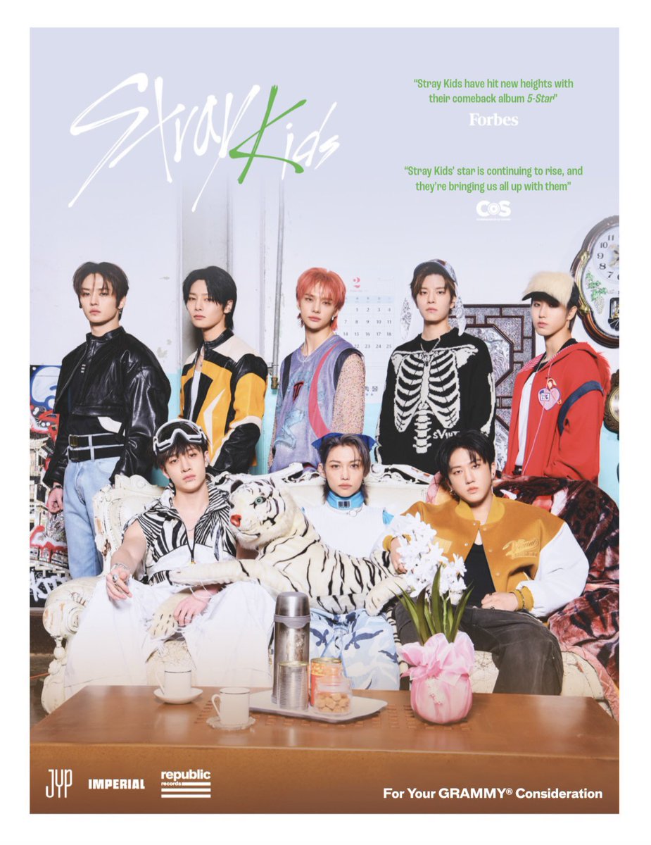 PopBase's tweet photo. Stray Kids’ For Your Consideration banner for the 2024 Grammys. https://t.co/Yx89OQ0syQ
