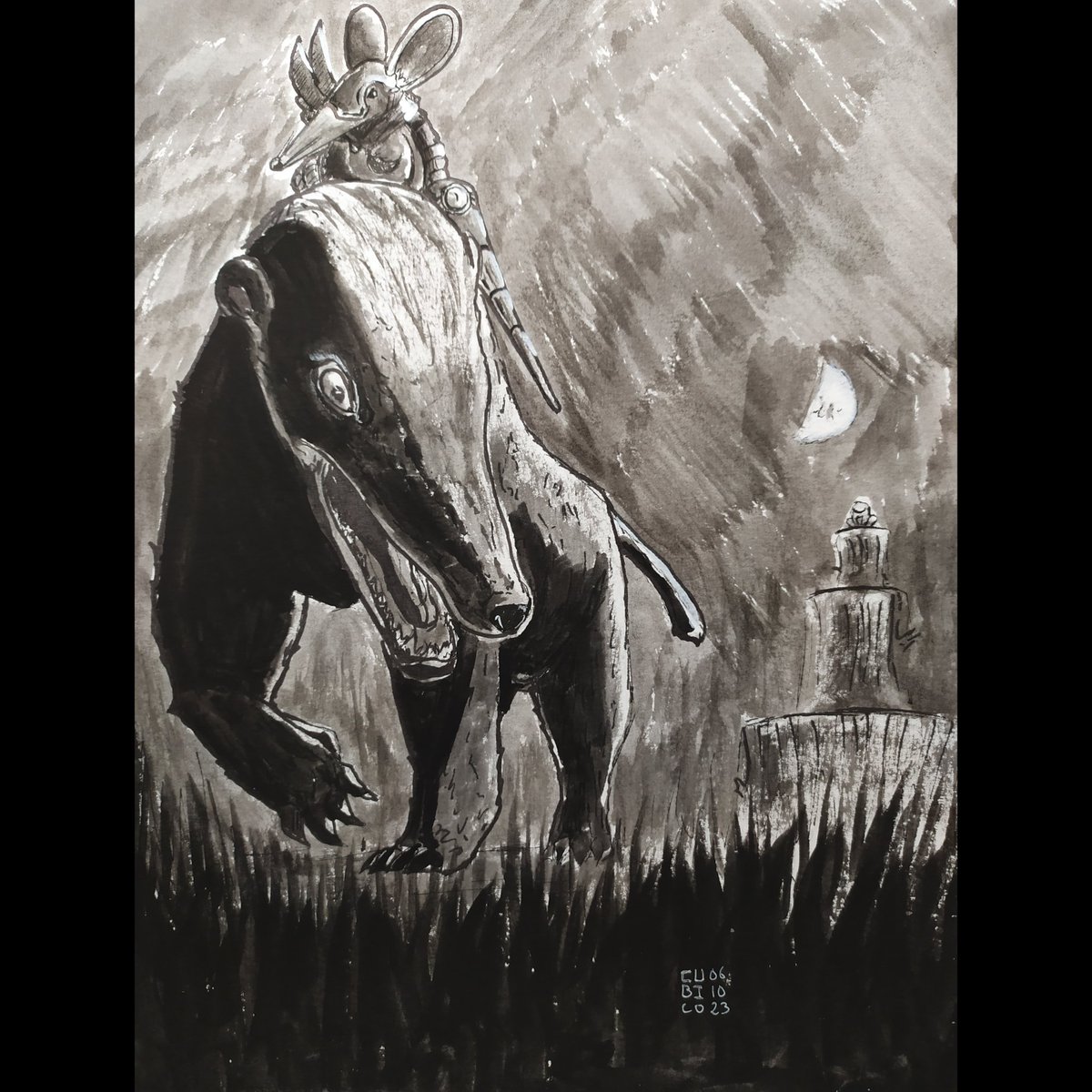 cubicoart's tweet image. Día 6. De la mano del error anda la experiencia.
#inkdrawing #inktober #eponinktober #cabalier #caballero #knight #illustration #ink #mouse #ratón #wolverine #tejón #tale