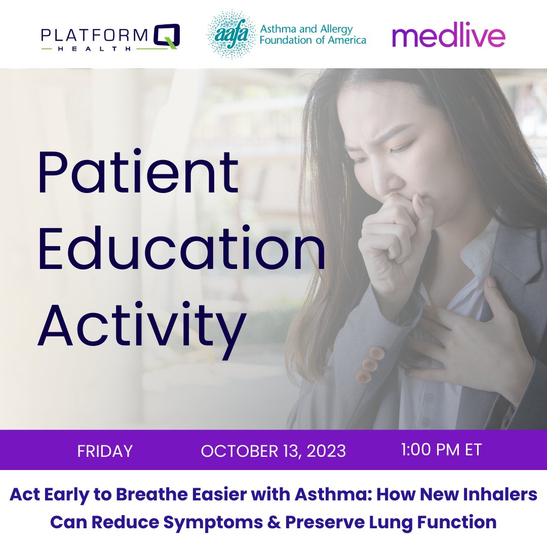 Are you tired of struggling with asthma? There are new treatments that can help improve your quality of life! Join us & @AAFANational for a free #PatientEducation program to learn more ➡️ brnw.ch/21wDhWW

🏷 #AsthmaTreatment #AsthmaAwareness #BetterBreathing #BreatheEasy