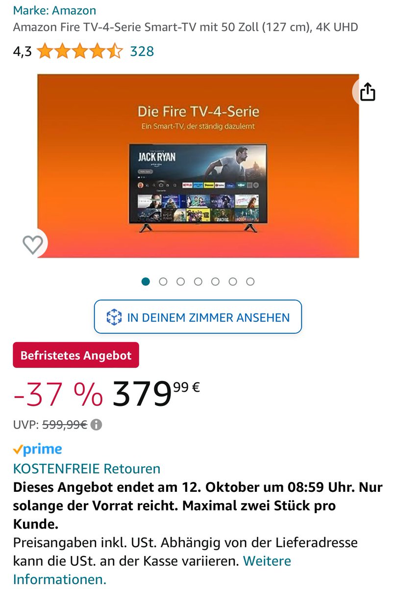 TweetAngi's tweet image. Helft mir! Ich will diesen Fernseher kaufen. Er ist gerade reduziert. Soll ich ihn jetzt kaufen oder bis Prime Days (Dienstag) warten? Vielleicht wird er da noch billiger?