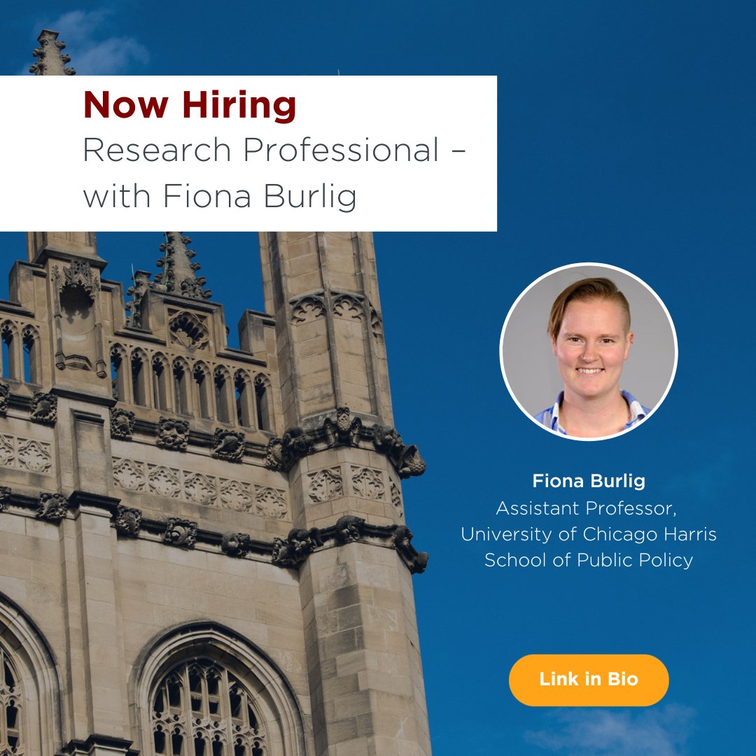 #NowHiring: 📌Research Professional – Fiona Burlig 📌Research Professional – Koichiro Ito 📌 Research Professional – Michael Greenstone / Climate Impact Lab Application deadline is Oct 15: epic.uchicago.edu/about/jobs-fel… #UChiEnergy #Fellowships