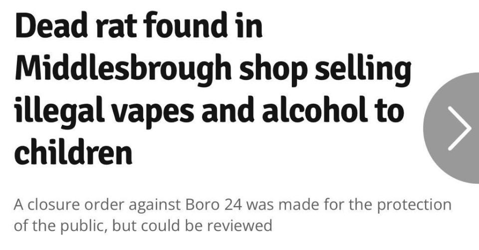 A dead rat selling illegal vapes and alcohol to children???