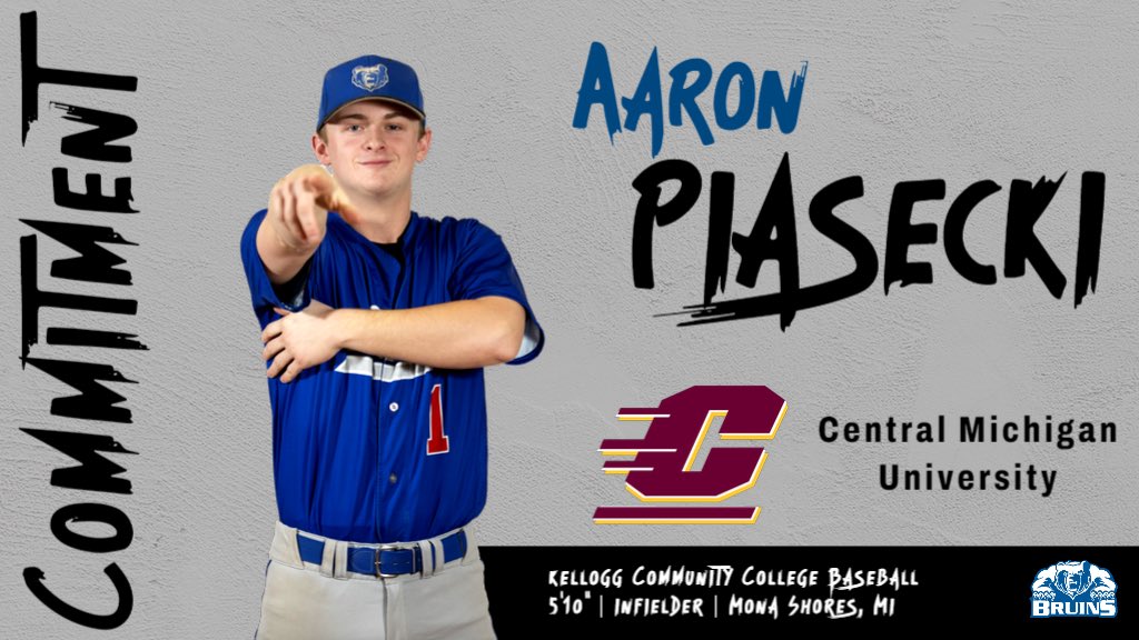 ⚾️🐻🔥 THREE IN A ROW!

Huge congratulations go out to @aaron_piasecki for his commitment to the MAC’s Central Michigan University Baseball.

Last year Aaron was All-Region, All-MCCAA, All-West Conf. All-Conf Freshman Team & Freshman of the Year. #NextLevelBruins @BaseballKellogg