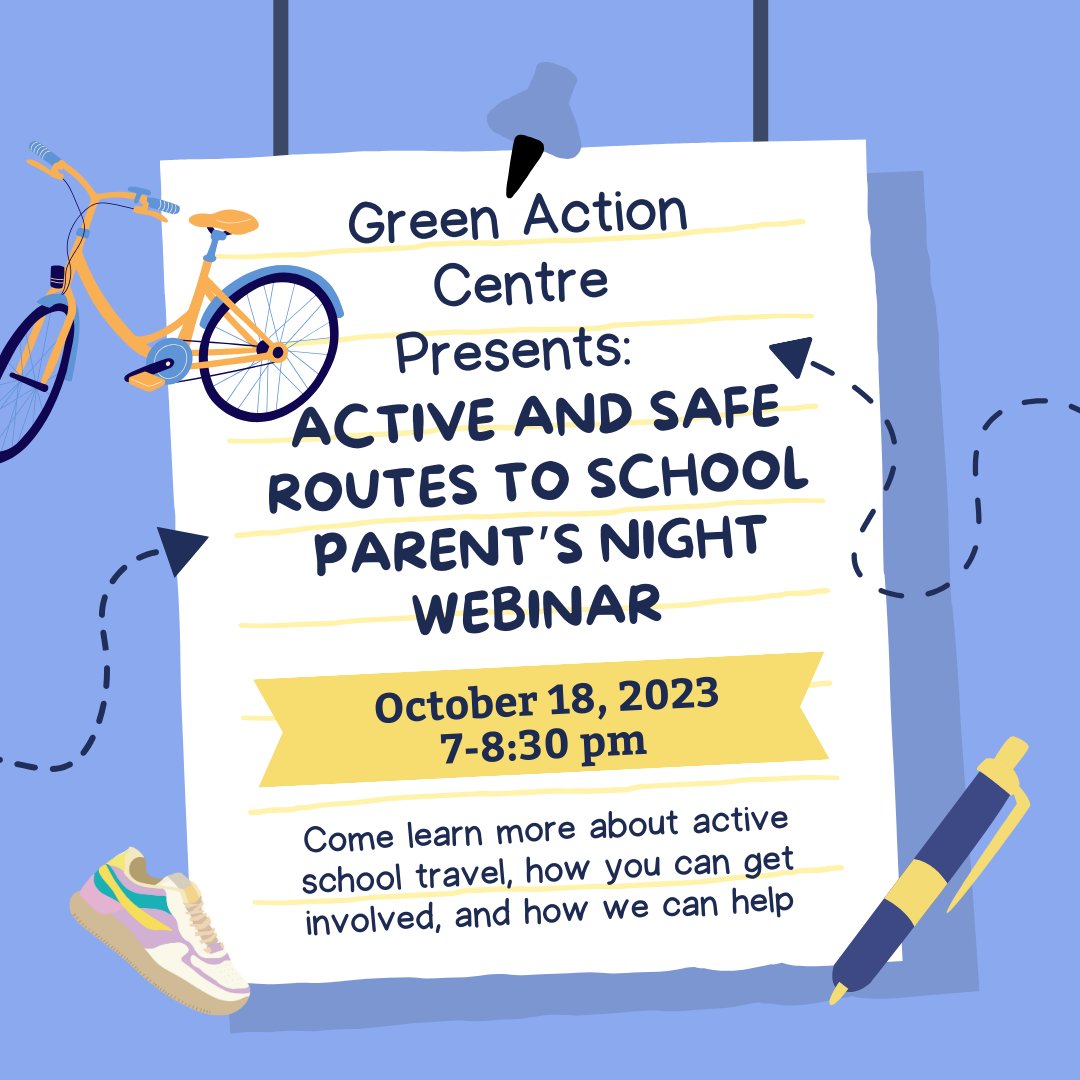 Green Action Centre (@greenactionctr) on Twitter photo We'll be hosting an ASRTS Parents Night for the 1st time since prior to the pandemic. Join us via Zoom on Oct 18th from 7-8:30pm for a short webinar on Active and Safe Routes to School & hear from other parents who are involved in active travel. Sign up at docs.google.com/forms/d/e/1FAI⊠We'll be hosting an ASRTS Parents Night for the 1st time since prior to the pandemic. Join us via Zoom on Oct 18th from 7-8:30pm for a short webinar on Active and Safe Routes to School & hear from other parents who are involved in active travel. Sign up at docs.google.com/forms/d/e/1FAIâŠ