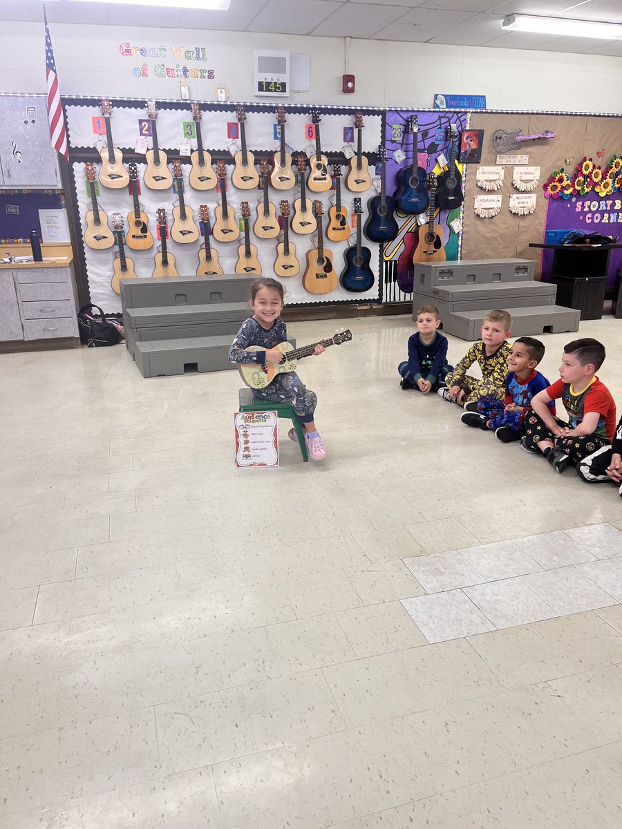 FulmarRdMusic's tweet photo. What better way to teach audience etiquette to 1st graders than having a tiny composer sing a song she wrote to her classmates! ❤️ serendipity Friday ⁦@FulmarsFinest⁩ https://t.co/3i8YzWeXRG