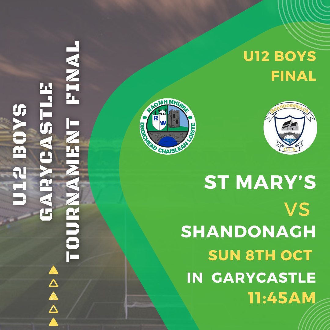 🏐🏐Best of luck to our U15 lads playing in their semi final tomorrow at 11am in Clonmellon and also to our U12 boys play I g their final on Sunday at 11:45 in Garycastle. 🏐🏐 

💚🤍As always your support would be greatly appreciated 💚🤍