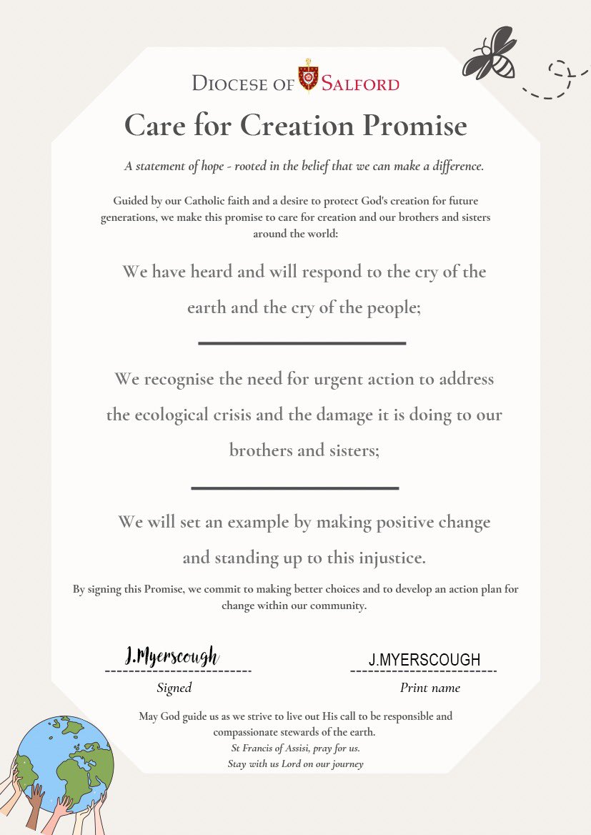 Mrs. Myerscough - MCCT (@mrs_myerscough) on Twitter photo This week have signed the promise to care for creation from <a href="/SalfordDiocese/">Diocese of Salford</a> to pledge our commitment to our common home. #sjsbCLM #sjsblaudatosi This week have signed the promise to care for creation from <a href="/SalfordDiocese/">Diocese of Salford</a> to pledge our commitment to our common home. #sjsbCLM #sjsblaudatosi