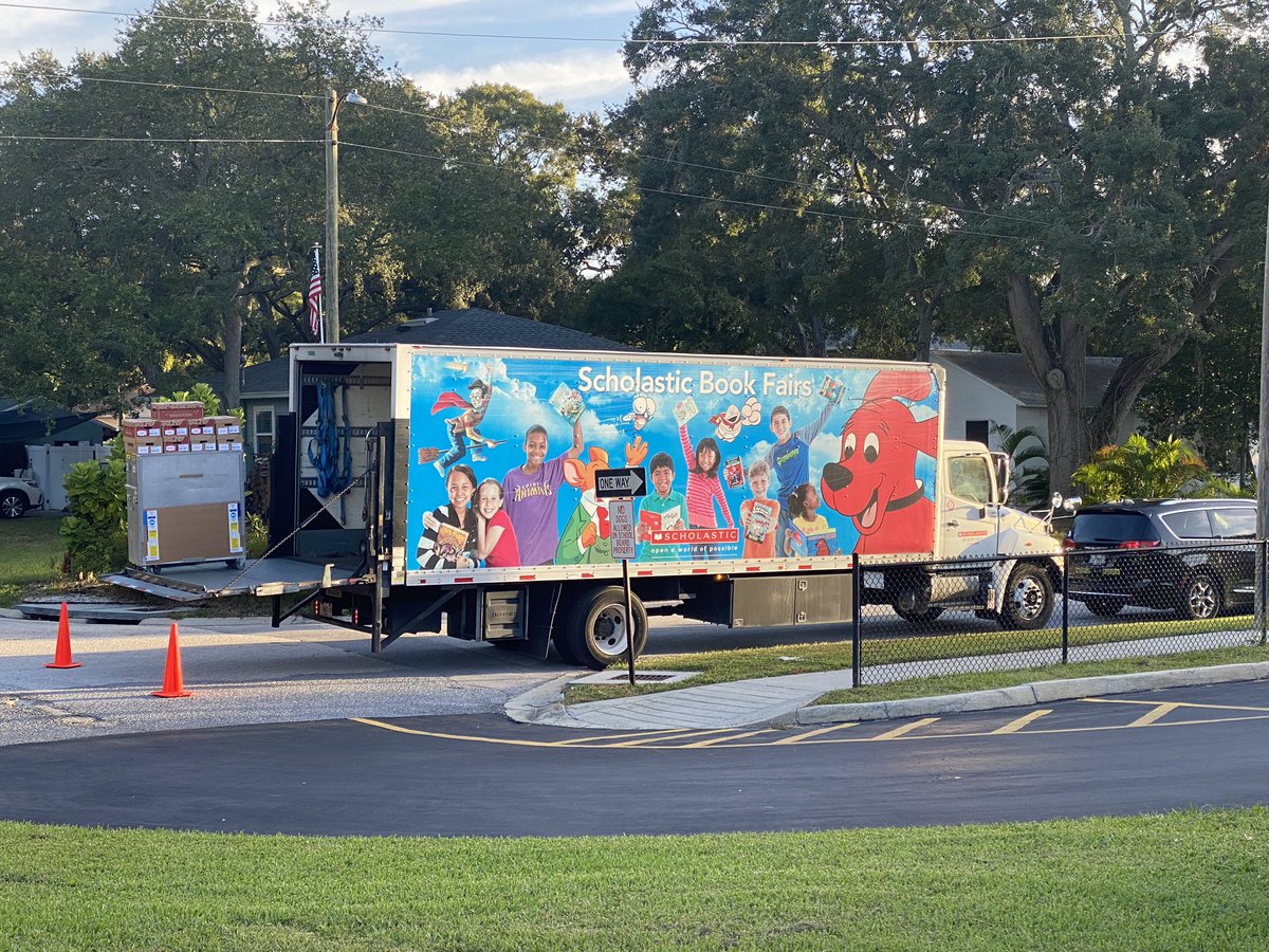 Look what’s loading in this morning. It opens on Monday. Check out our website for more information and schedule. <a href="/my_pcs/">Pinellas County Schools</a> <a href="/Scholastic/">Scholastic</a> #bookfair