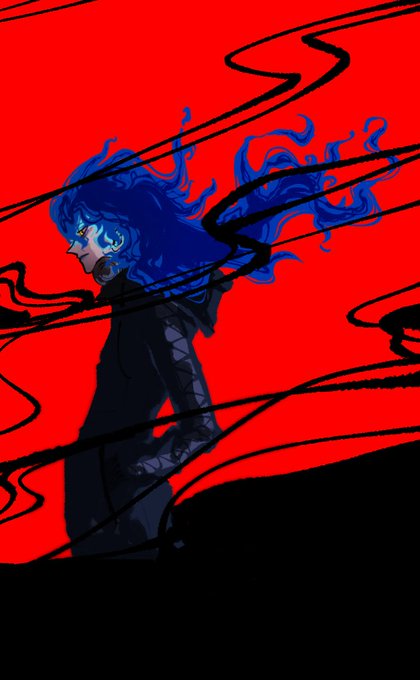「blue fire wavy hair」 illustration images(Latest)