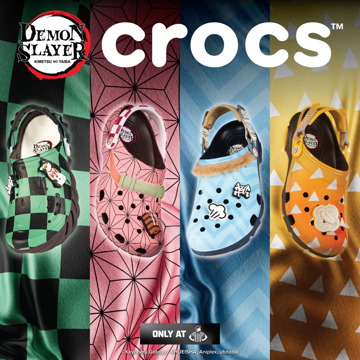 NY_Comic_Con's tweet photo. Tanjiro 🌊 Nezuko 🌸 Inosuke ⚔️ Zenitsu ⚡ Get your hands on these #DemonSlayer x @crocs exclusive early access @ NYCC with @FootLocker. Stop by Booth #3001 to grab yours before they’re gone! https://t.co/6Dmn051OaF
