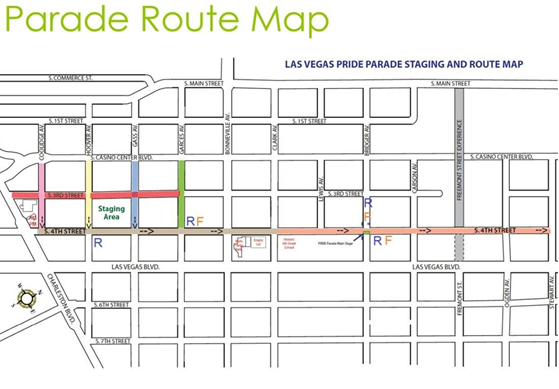 CityOfLasVegas's tweet photo. Happy @PRIDELasVegas!🏳️‍🌈  

Our arches will light up like a rainbow on Friday &amp; Saturday in honor of #Pride in #Vegas🌈 

Pride month is June, but we celebrate #PRIDE in October when the weather's cooler

See map for parade routes; that area will be closed🚧 

📸 @LasVegasLocally https://t.co/uW5b0GPa19