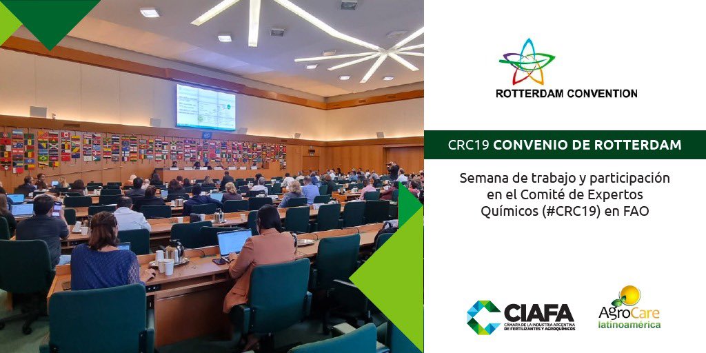 Participamos esta semana desde CIAFA y AgrocareLatinoamérica del 19° Comité de Examen de Productos Químicos del #ConveniodeRotterdam con la convicción de que las decisiones deben basarse en sólidas evaluaciones de riesgo respaldadas por metodologías científicas reconocidas.