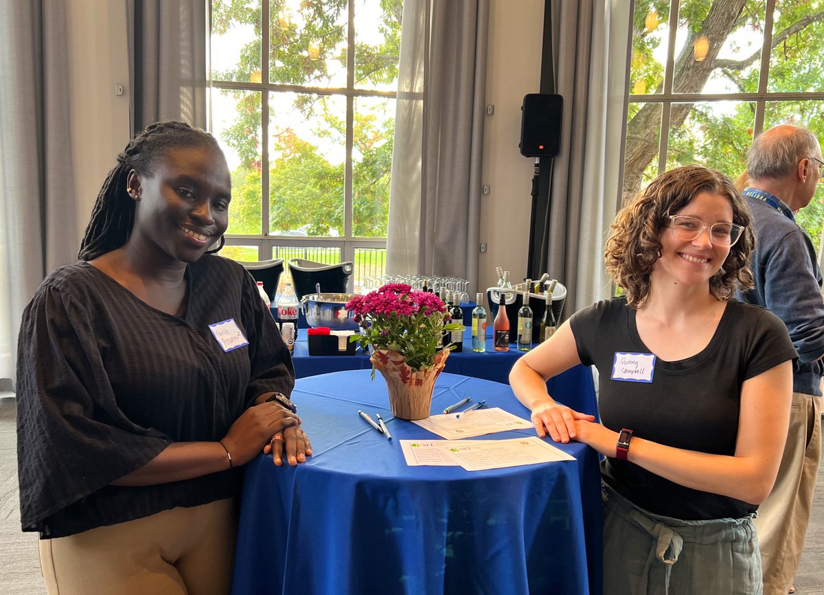 UofR's tweet photo. Congratulations to the winners of the Three-Minute Thesis Competition: Quinny Campbell (right) with first place, and Gloria Asantewaa with second place 🎉

3MT is an academic competition that challenges doctoral students to describe their research in just three minutes https://t.co/vs2JFKamVf