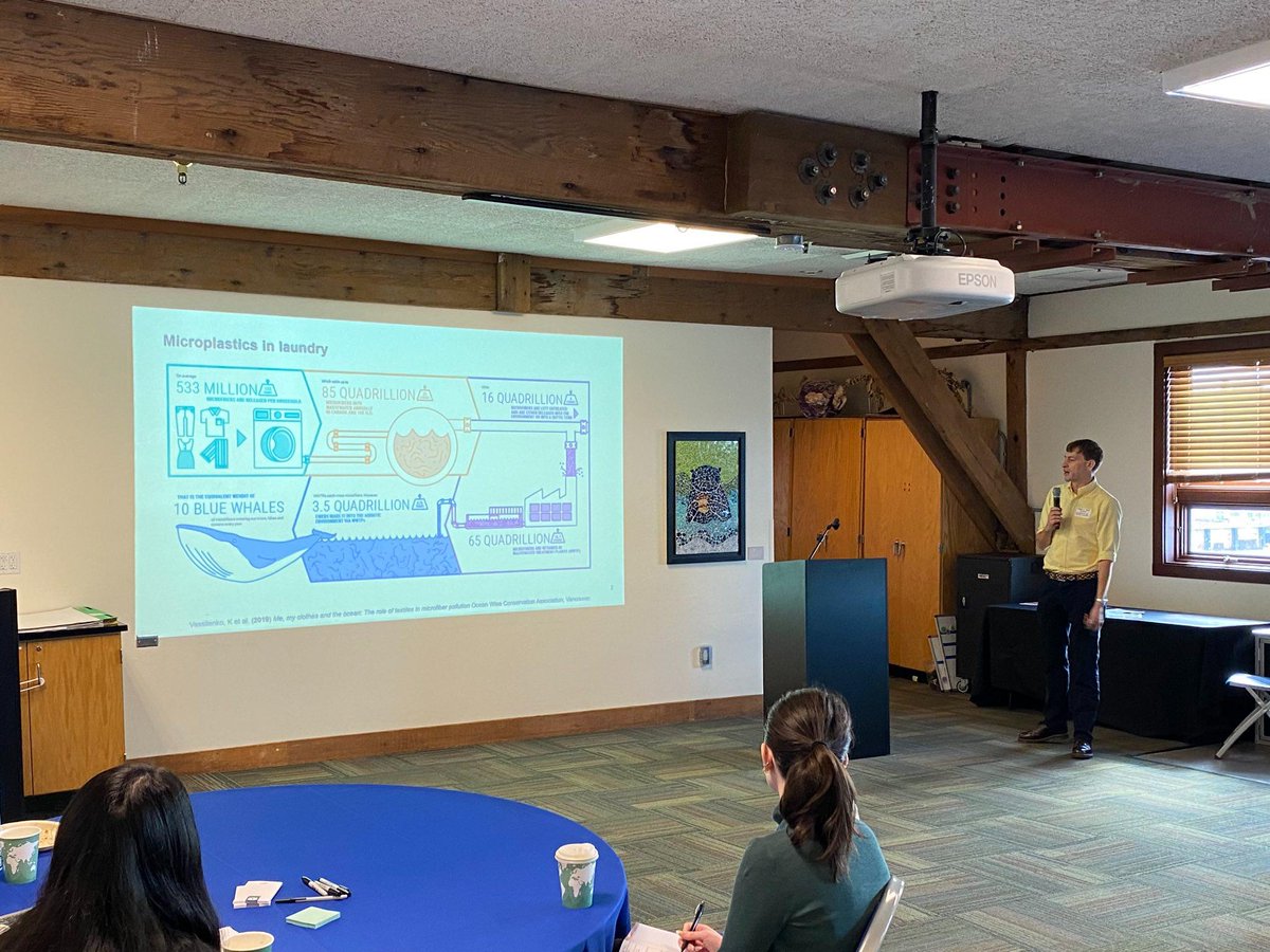 TeresaMS17's tweet photo. Great presentations by researchers from the @UBC  microplastics cluster discussing the effect of #microplastics and #nanoplastics on cloud formation and new characterisation techniques @SeattleAquarium https://t.co/ykdN1P8xlQ