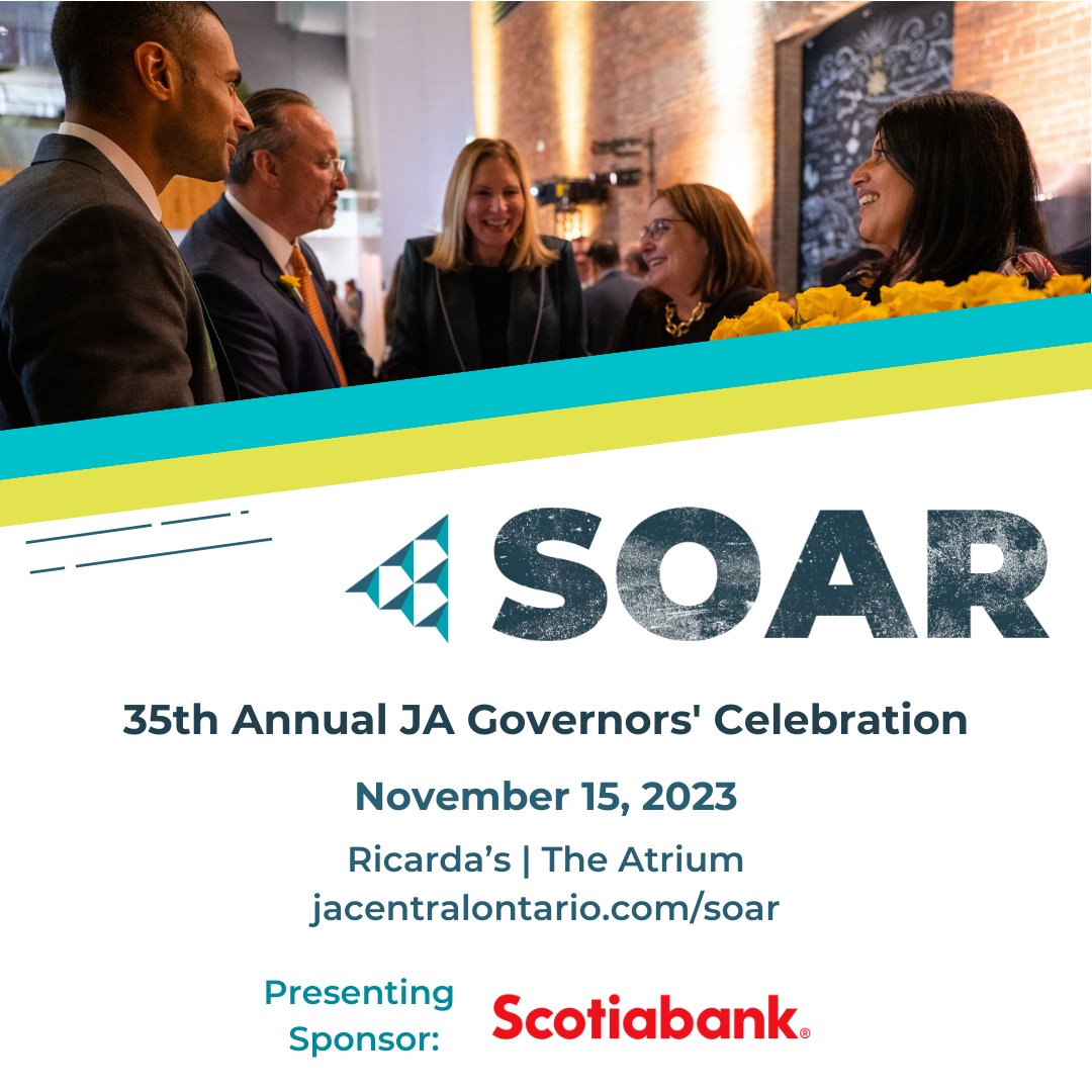 We welcome guests this November 15 for the 35th Annual JA Governors' Celebration and fundraiser, presented by @Scotiabank. Join an evening of entertainment, networking, and celebration as we raise funds to support our mission.
Package/individual tickets: bit.ly/jasoar2023