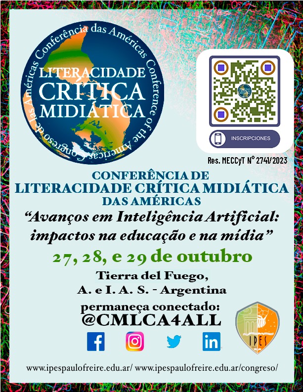 Inscreva-se: IV Conferência de Anual de Literacidade Crítica Midiática das Américas!
Português: tinyurl.com/y7yjdews

Mais Informações:
ipespaulofreire.edu.ar/congreso/
criticalmediaproject.org/conferences/