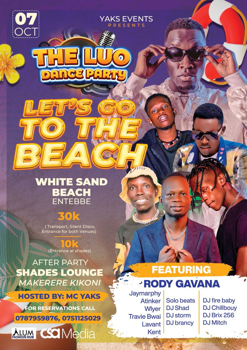 mcyaksug's tweet image. TODAY IS THE DAY | #TheLuoDanceParty lets make history at WHITE SAND BEACH and SHADES LOUNGE MAKERERE KIKONI #LetsGoToTheBeach