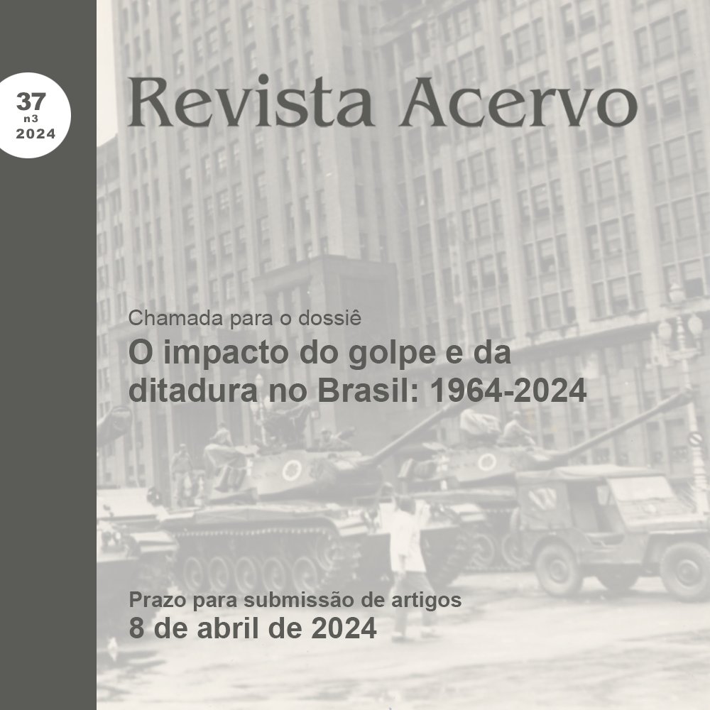A revista Acervo torna pública a chamada para o dossiê “O impacto do golpe e da ditadura no Brasil: 1964-2024”, que tem como editoras Lucia Grinberg e Samantha Viz Quadrat.

Para mais informações: revista.arquivonacional.gov.br/index.php/revi…