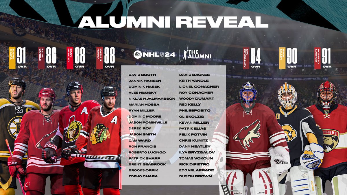 EASPORTSNHL's tweet photo. Your @NHLAlumni in #NHL24 🙌 

Who wants to play Chel tonight⁉️ https://t.co/9MmzDW6a0C