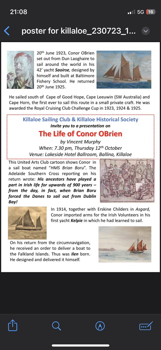 Hear all about next week’s Killaloe Sailing Club history talk in News Extra at 7pm tomorrow and at 11.35am on Sunday - Scariff Bay Community Radio. @scariffbayradio @KillaloeSC