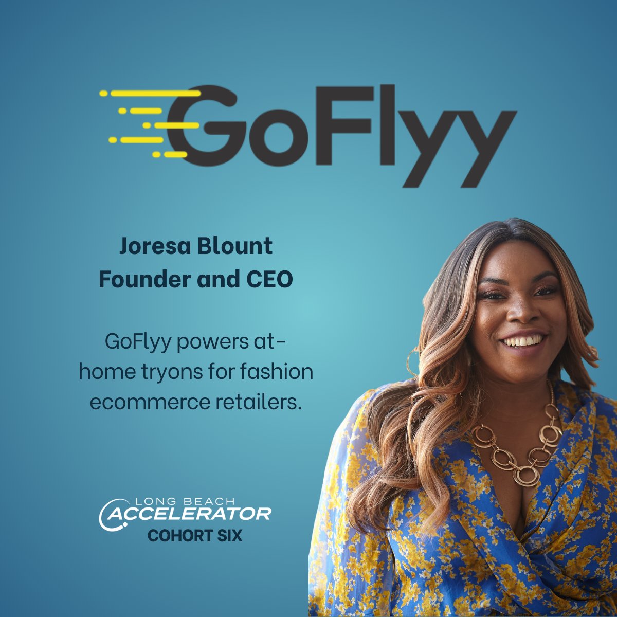 LB_Accelerator's tweet image. We are excited to introduce you to Joresa Blount, Founder and CEO of GoFlyy which powers at home tryons for fashion ecommerce retailers hitting milestones in both revenue and hiring during the accelerator. Joresa is &quot;excited to show how much we have grown over the last 4 months.&quot;