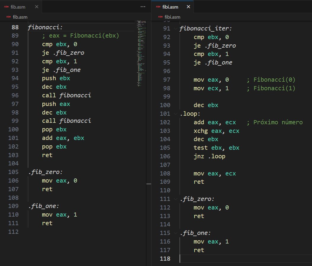 OldSchoolDev01's tweet photo. Por pura diversão, fiz 2 versões de fibonacci em assembler, um usando recursão e outro usando iteração. Logo mais posto no meu github. #soudev #assembler #fibonacci https://t.co/fAQ6Rpy3wu