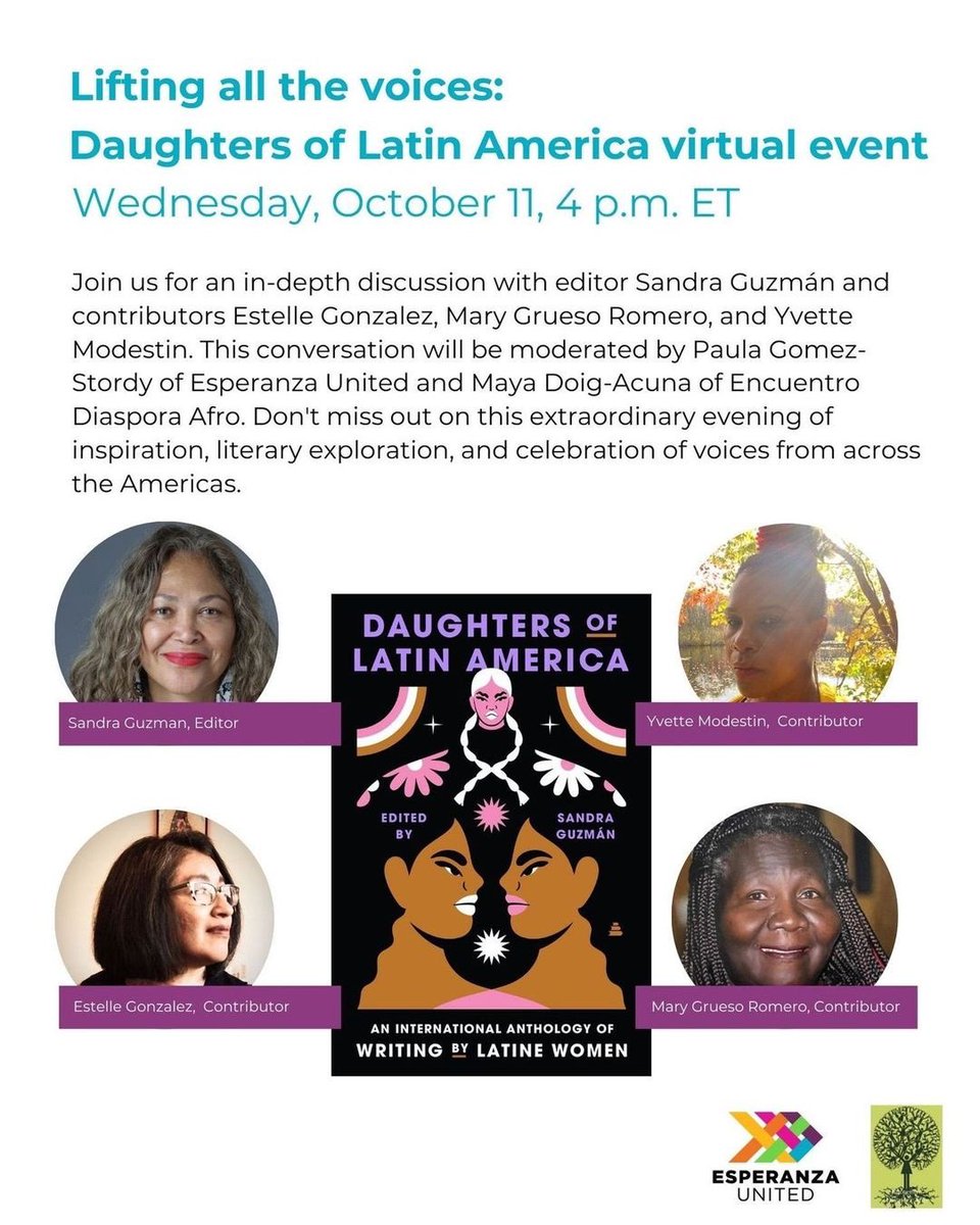 Esperanza United in collaboration with Encuentro Diaspora Afro presents; Lifting all the Voices: Daughters of Latin America virtual event. <a href="/CumbreAfro/">Red de Mujeres Afro</a> <a href="/afrolatinoforum/">afrolatin@ forum</a> <a href="/AfrolatinProjec/">Afrolatin@Project</a> <a href="/soulfulafro/">Yvette Modestin</a> <a href="/mssandraguzman/">Sandra Guzmán</a> @EsperanzaUnited <a href="/BosWomensFund/">Boston Women's Fund</a>