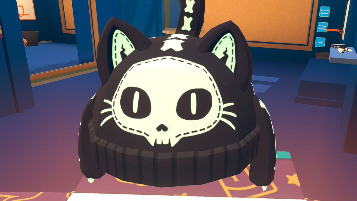 TarapeuticVR's tweet photo. Lotta people about to steal their parent's credit card to get RR+ 😆 Seriously though, this RR+ seasonal item is AMAZING!!! It's a SKELETON GLOWING CAT HAT! Took some pics in RecHalloweenRoom and also of the new storefront!! Wow. This weekend is 💸💰🤑 #recroom #reccon https://t.co/Fj3KyQc0ay