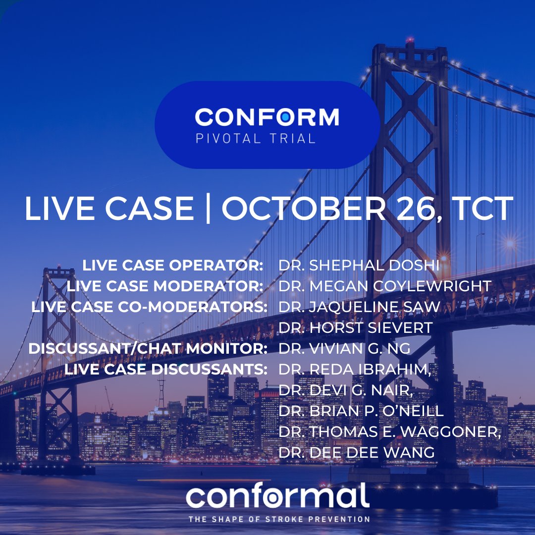 Join us on October 26th for our #LiveCase presentation at <a href="/TCTConference/">TCT Conference</a>! Don't miss out on <a href="/SDoshiMD/">Shephal Doshi MD</a> operating from the Conformal Team, featuring panelists Dr. Anibal Agustín Damonte, <a href="/guroledip/">Edip Gurol</a>, <a href="/AVKaplanMD/">Aaron V. Kaplan</a>,  <a href="/AnnaSannino1985/">Anna Sannino MD PhD FASE</a>, and Dr. Apostolos Tzikas.  
#LAAO #TCT2023