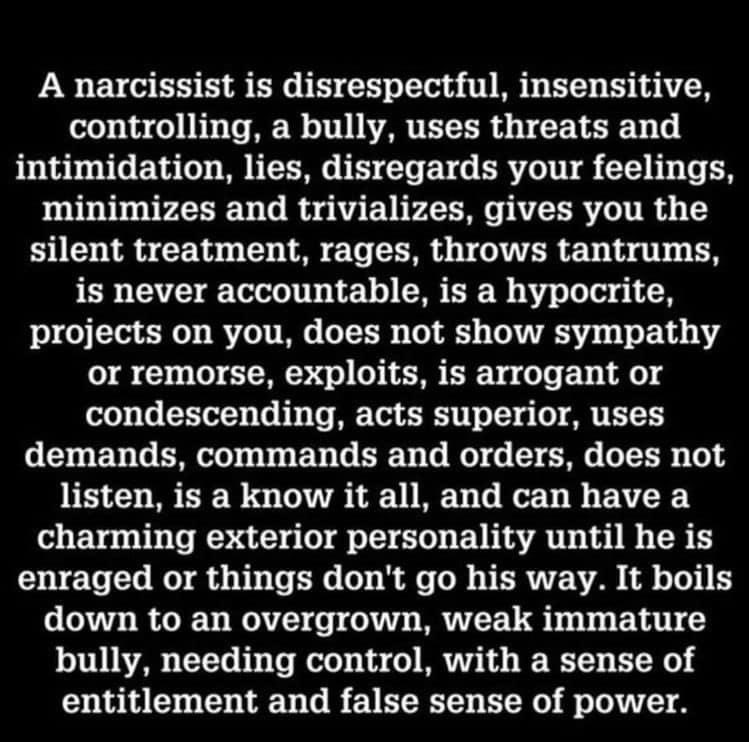 A narcissist is…and the list of toxic traits goes on and on…