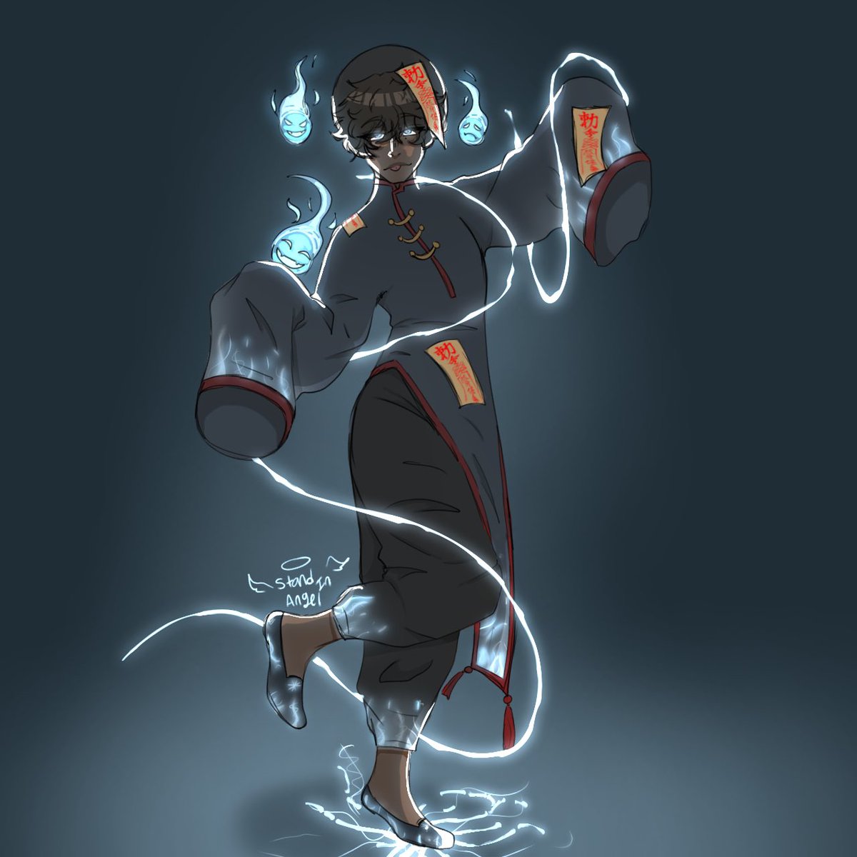StandinAngel's tweet photo. Jiangshi Xavier art for Halloween! #redactedaudio #redactedASMR https://t.co/HoyCFVvTHE