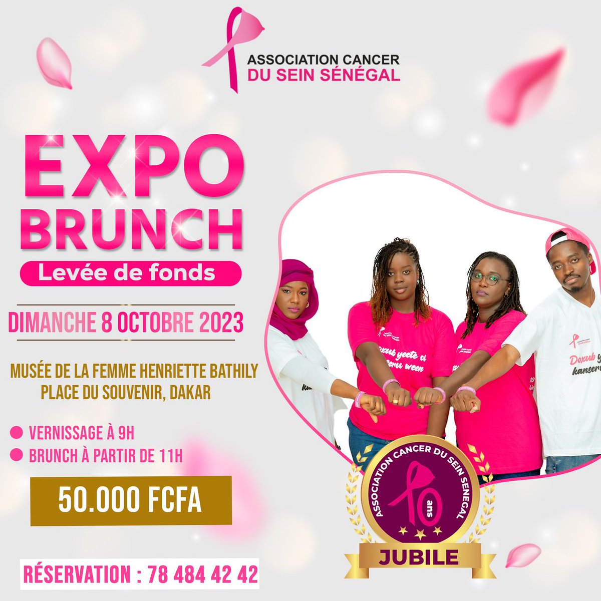 codou_loume's tweet photo. *10 ans* de l'Association Cancer du sein Sénégal .
 *Expo-Brunch de levée de fonds le 8 octobre 2023 au Musée de la Femme Henriette Bathily *50.000 FCFA ,le billet . Achat de Prothèse mammaireet de soutien gorge pour les femmes ayant subi une ablation du sein https://t.co/2QwIDOVflq