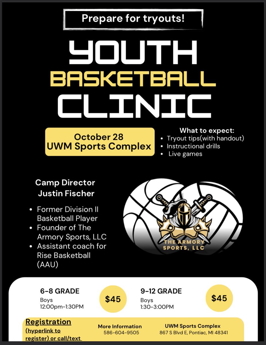 TheArmory6_13's tweet photo. Tryouts are right around the corner! The Armory Sports wants to help you make your school team! Sign up today!

Registration link:

https://t.co/6Il1LGEiM6 https://t.co/4o71sXKX4Z
