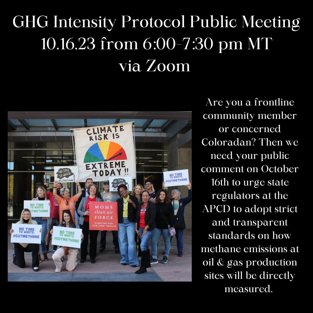 CleanAirMoms_CO's tweet photo. 1/ We can’t reduce #methane emissions if we don’t actually measure them. TAKE ACTION and tell @CDPHE #APCD to develop a strong Protocol for oil and gas operators to achieve the required emissions reductions by speaking at the 10/16 public comment session. #GHGs #COpols https://t.co/5UPzKlAk3T