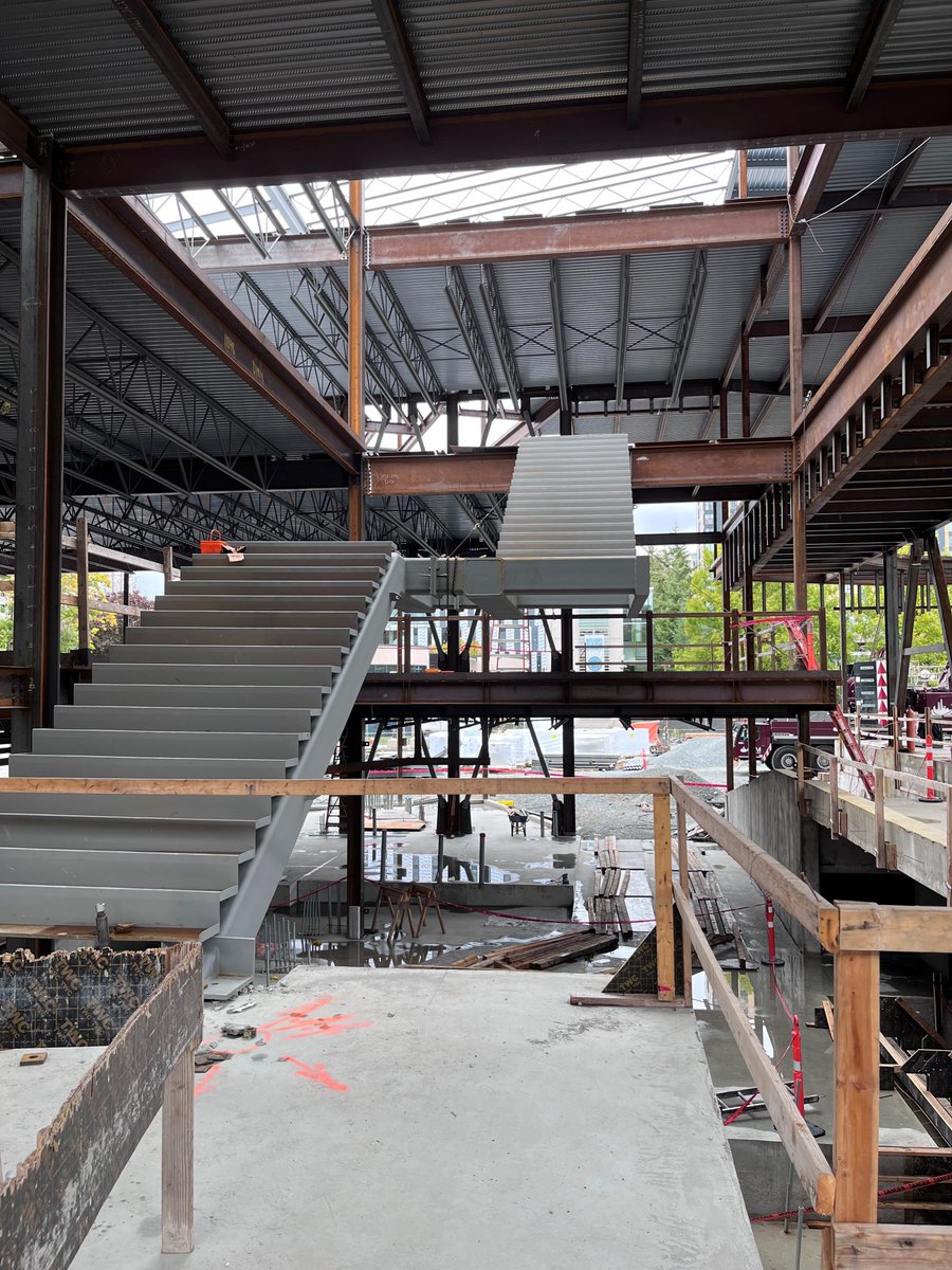 shapearch_'s tweet image. A peek at the construction underway for the feature stair and steel structure at UBC Recreation Centre North! We&apos;re excited to see it all coming together. 

#SHAPEarchitecture #SHAPEarch #recreationcentre #recreationdesign #communitycentre #communitydesign #construction