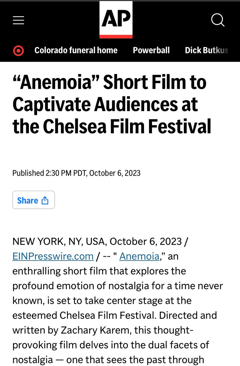"Anemoia" Short Film <a href="/Chelseafilm/">Chelsea Film Festival</a> shorturl.at/bADI6
<a href="/AP/">The Associated Press</a> #CFFNY2023 #Anemoia