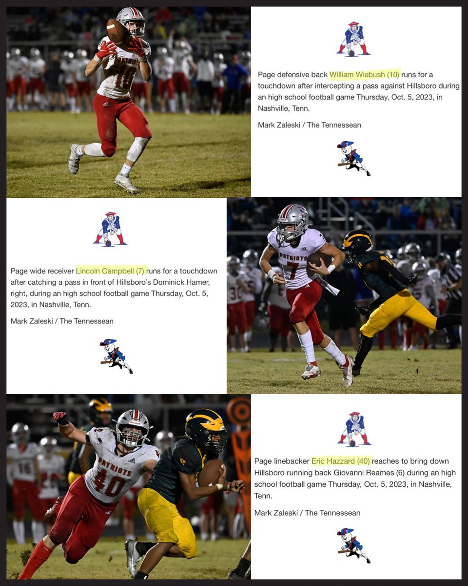 Patriots Homerun Club - Page High Baseball (@pagepatriots_) on Twitter photo Page baseball players getting it done on the football field! Page takes the win over Hillsboro 35-7! #pagepride #phtid <a href="/wcsPHSathletics/">Page High Athletics</a> <a href="/PAGE_baseball/">Patriots Baseball</a> <a href="/LincCampbell06/">Lincoln Campbell</a> <a href="/Williamjw_10/">William Wiebush</a> <a href="/EricHazzard40/">Eric Hazzard</a> Page baseball players getting it done on the football field! Page takes the win over Hillsboro 35-7! #pagepride #phtid <a href="/wcsPHSathletics/">Page High Athletics</a> <a href="/PAGE_baseball/">Patriots Baseball</a> <a href="/LincCampbell06/">Lincoln Campbell</a> <a href="/Williamjw_10/">William Wiebush</a> <a href="/EricHazzard40/">Eric Hazzard</a>