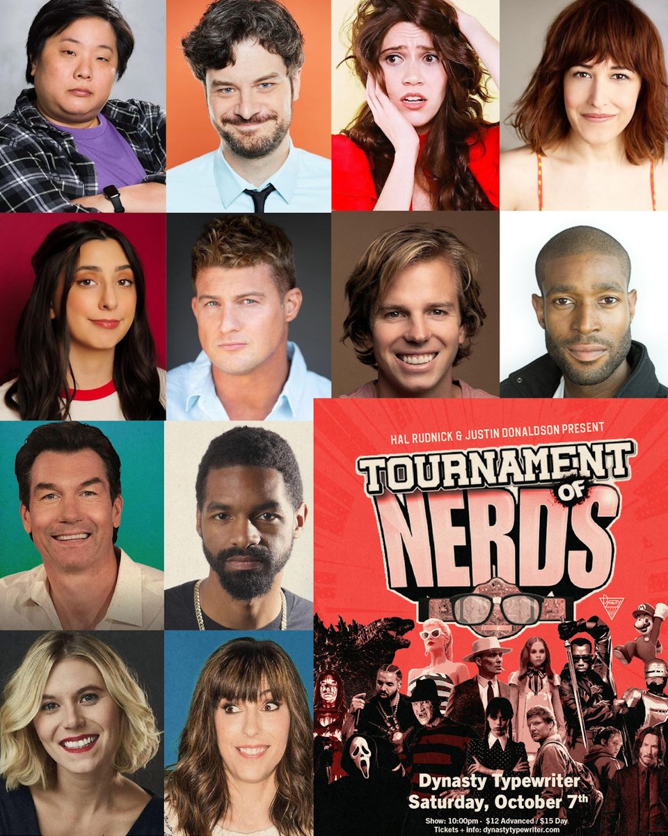Tournament of Nerds (@tournamentnerds) on Twitter photo TOMORROW NIGHT Saturday 10/7 10pm
Tournament of Nerds <a href="/JoinTheDynasty/">Dynasty Typewriter</a> with <a href="/MrJerryOC/">Jerry O'Connell</a> <a href="/EdiPattersonHi/">Edi Patterson</a> <a href="/halrudnick/">Hal Rudnick</a> Chad from <a href="/chadandjt/">Chad and JT</a> <a href="/chelseathepope/">Chelsea Pope</a> <a href="/phatcarlson/">Michael R. Carlson</a> <a href="/ryrynemnem/">Ryan Nemeth LINK IN BIO for NEW TEXTING SERVICE</a> <a href="/HannahPilkes/">Hannah Pilkes</a> <a href="/thatconnieshin/">Conner Shin</a>
<a href="/alyssa_sabo/">Alyssa Sabo</a> <a href="/bonesadrian/">Ronnie Adrian</a> & more! TOMORROW NIGHT Saturday 10/7 10pm
Tournament of Nerds <a href="/JoinTheDynasty/">Dynasty Typewriter</a> with <a href="/MrJerryOC/">Jerry O'Connell</a> <a href="/EdiPattersonHi/">Edi Patterson</a> <a href="/halrudnick/">Hal Rudnick</a> Chad from <a href="/chadandjt/">Chad and JT</a> <a href="/chelseathepope/">Chelsea Pope</a> <a href="/phatcarlson/">Michael R. Carlson</a> <a href="/ryrynemnem/">Ryan Nemeth LINK IN BIO for NEW TEXTING SERVICE</a> <a href="/HannahPilkes/">Hannah Pilkes</a> <a href="/thatconnieshin/">Conner Shin</a>
<a href="/alyssa_sabo/">Alyssa Sabo</a> <a href="/bonesadrian/">Ronnie Adrian</a> & more!