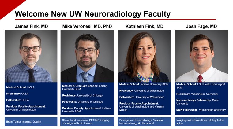 University of Wisconsin Neuroradiology (@uwiscneurorad) on Twitter photo We are excited to welcome 4 new faculty to the <a href="/UWiscNeuroRad/">University of Wisconsin Neuroradiology</a> section. Each comes to UW with clinical, education and research expertise in Neuroradiology and have already made a huge impact to our group and each of our missions. Welcome to Madison!
#OnWisconsin We are excited to welcome 4 new faculty to the <a href="/UWiscNeuroRad/">University of Wisconsin Neuroradiology</a> section. Each comes to UW with clinical, education and research expertise in Neuroradiology and have already made a huge impact to our group and each of our missions. Welcome to Madison!
#OnWisconsin