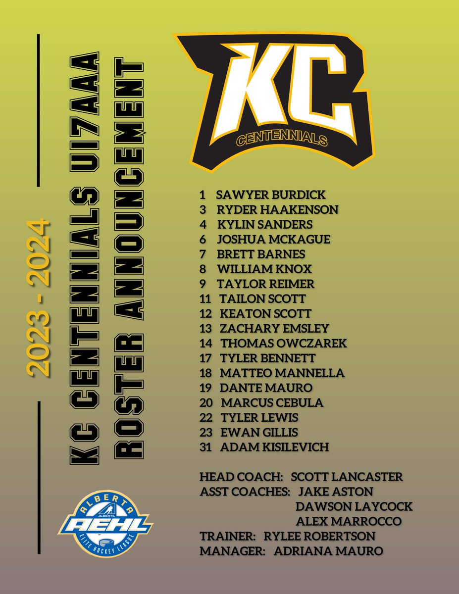 kccensu17aaa's tweet image. Here are your 2023/2024 KC U17AAA Centennials!!
#LetsGoKC
#YellowBuckets
#AEHL