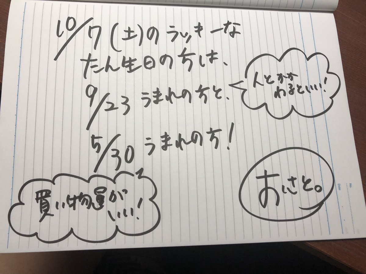 おっはー^_^

今日のラッキーな誕生日の方は
9月23日生まれの方と
5月30日生まれの方！

#占い
#おさとの占い
#9月30日
#5月30日
#10月7日