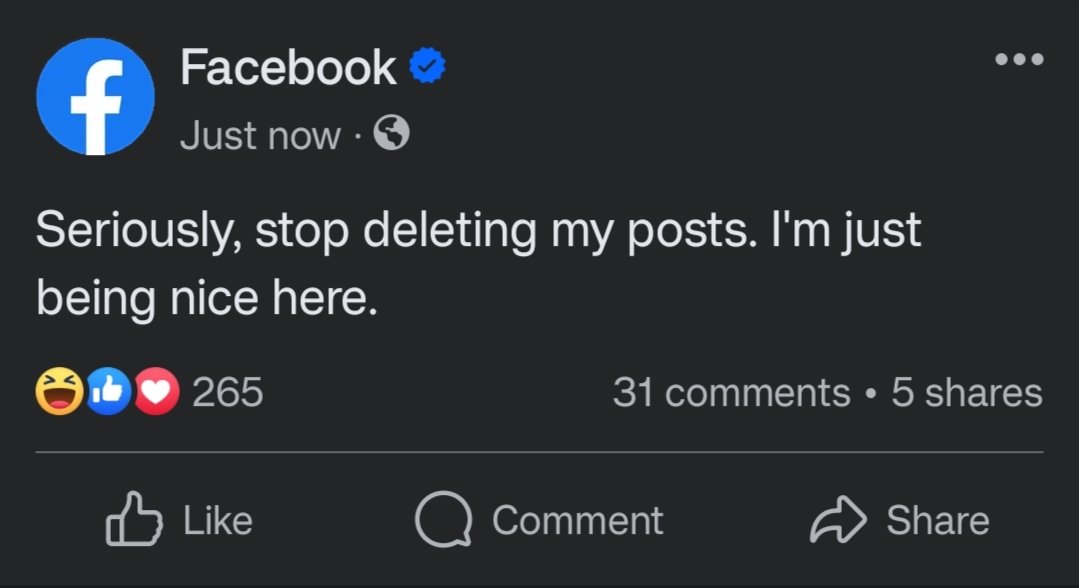 vissays_'s tweet photo. Where were you when someone accidentally took control of the @facebook account

#facebook #facebookhacked https://t.co/A4Pn0Y8xdI