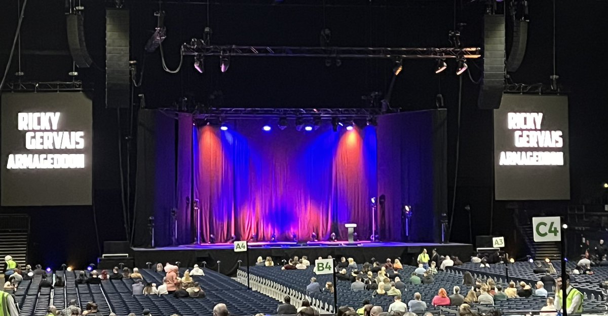 phil_hillson's tweet photo. Outstanding….just outstanding. The creativity, the storytelling, and the intelligence that @rickygervais brings to the stage is wonderful. There’s often some guilt about laughing, but it’s simply uncontainable. Genius! https://t.co/aWGOvkqnBb