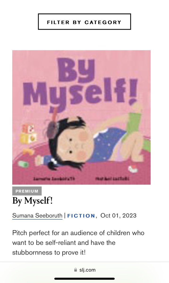 Sumana Seeboruth (@sumanaseeboruth) on Twitter photo Thank you <a href="/sljournal/">SchoolLibraryJournal</a> for your Oct review of ‘By Myself!’
‘Pitch perfect for an audience of children who want to be self-reliant and have the stubbornness to prove it!’ #boardbooks #libraries #boardbook #firstfeelings #toddler #Independence #barefootbooks Thank you <a href="/sljournal/">SchoolLibraryJournal</a> for your Oct review of ‘By Myself!’
‘Pitch perfect for an audience of children who want to be self-reliant and have the stubbornness to prove it!’ #boardbooks #libraries #boardbook #firstfeelings #toddler #Independence #barefootbooks