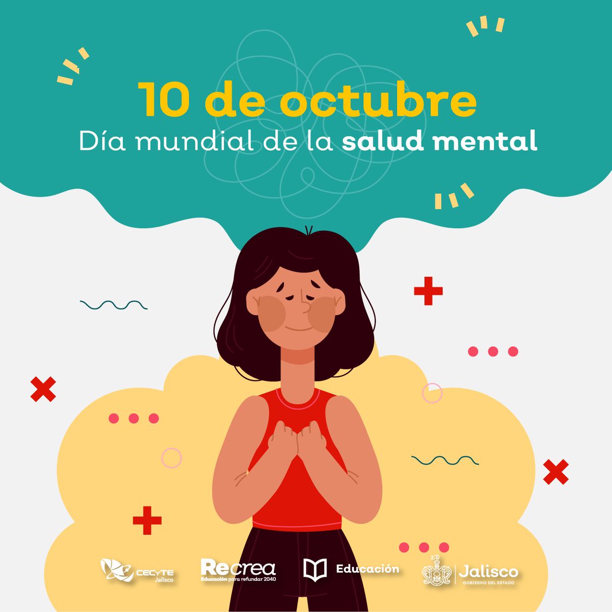 cecytejal_'s tweet photo. Hoy en el Día Mundial de la Salud Mental 🧠, recorddemos que cuidar nuestra mente es un acto de amor propio. En tiempos desafiantes, recordemos que está bien no estar bien a veces.

Hablemos, escuchemos y apoyemos a quienes lo necesitan. 💪💚

#SomosGrandes💖
#SomosCECyTEJ💚🧡 https://t.co/DnmRNWyRN3